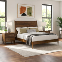 Malibu Queen 3PC Bedroom Set with 2 Nightstands in Walnut