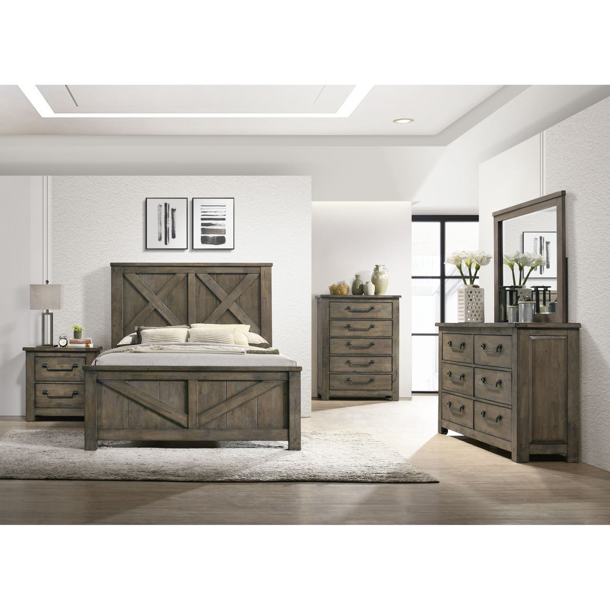 Maverick Queen Panel 4PC Bedroom Set in Antique Grey