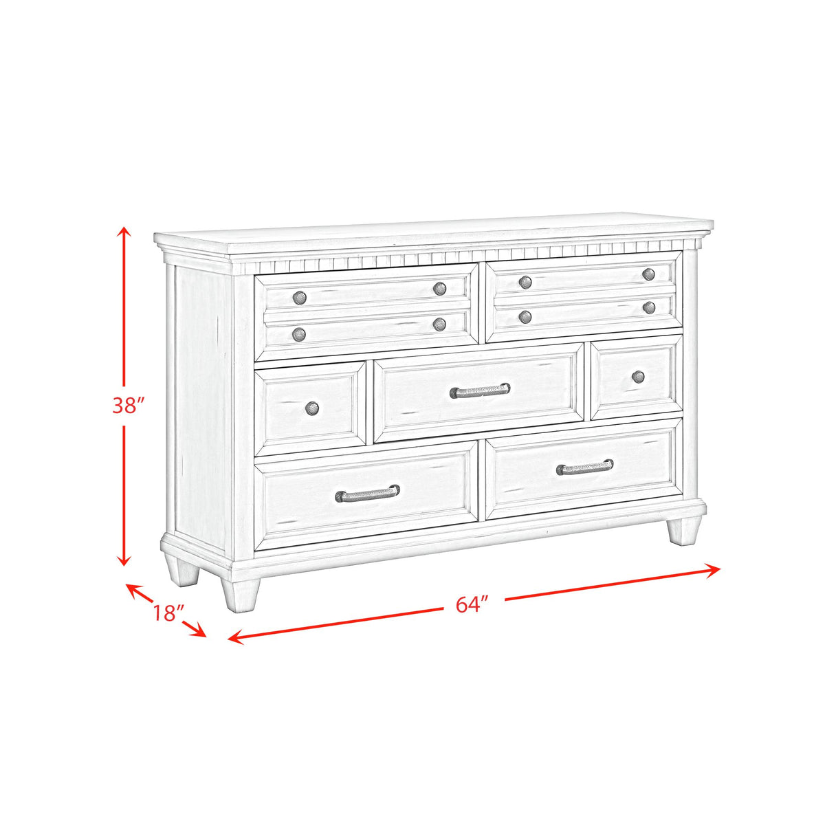 McCoy Queen Storage 4PC Bedroom Set with 2 Nightstands & Dresser in Antique White