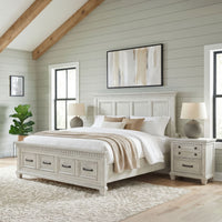 McCoy King Storage 3PC Bedroom Set with 2 Nightstands in Antique White