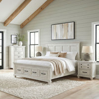 McCoy King Storage 4PC Bedroom Set with 2 Nightstands & Chest in Antique White