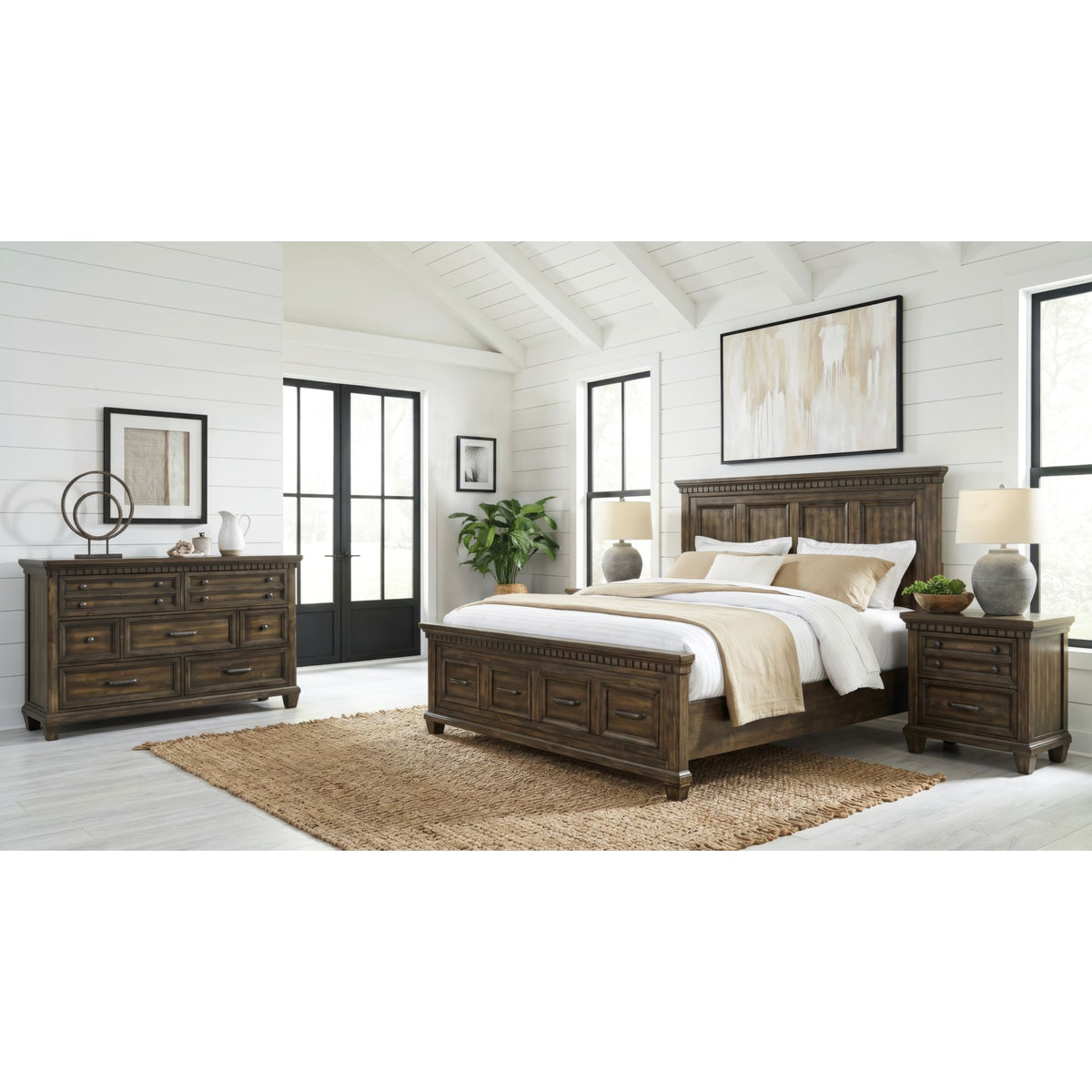 McCoy Queen Storage 4PC Bedroom Set with 2 Nightstands & Dresser in Charcoal