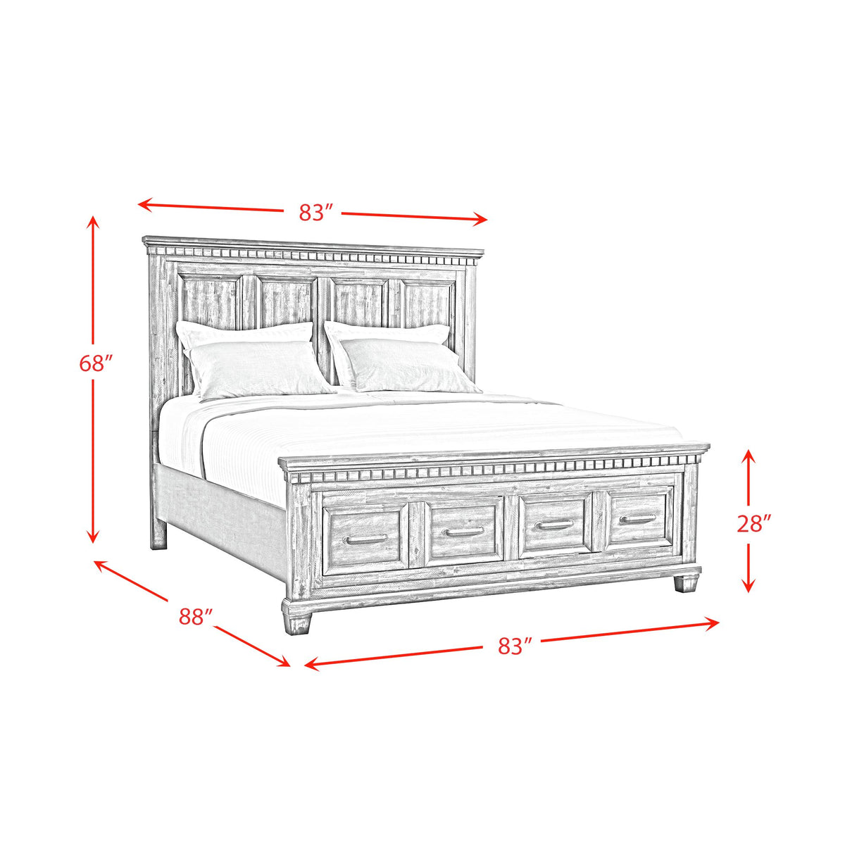 McCoy King Storage Bed in Antique White