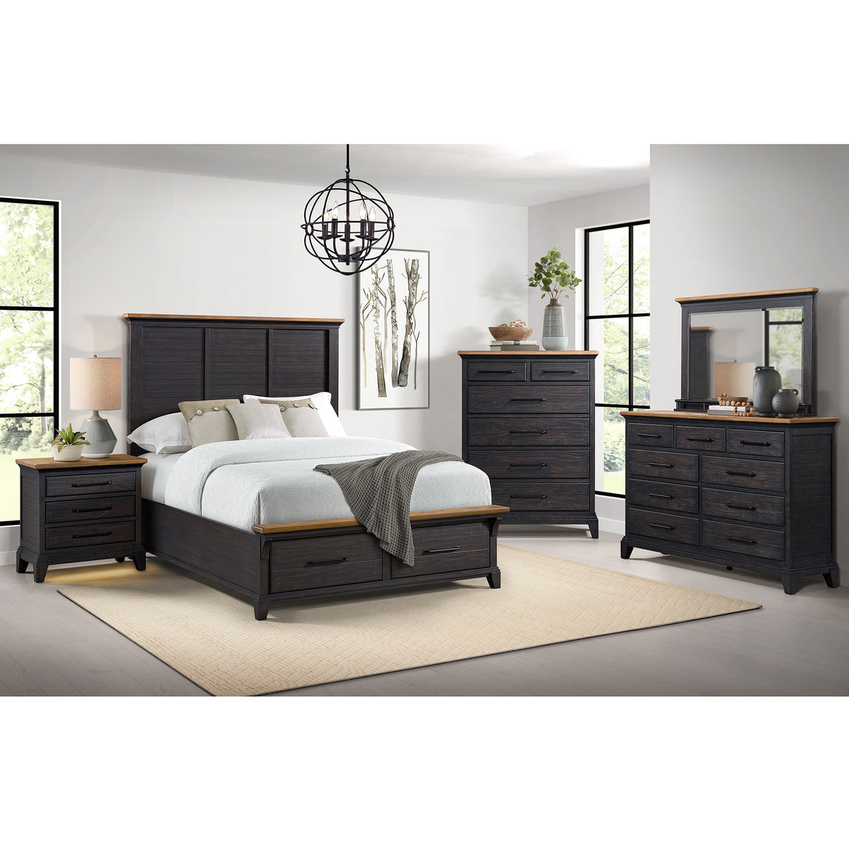 Montrose Queen Storage 3PC Bedroom Set in Espresso & Brown