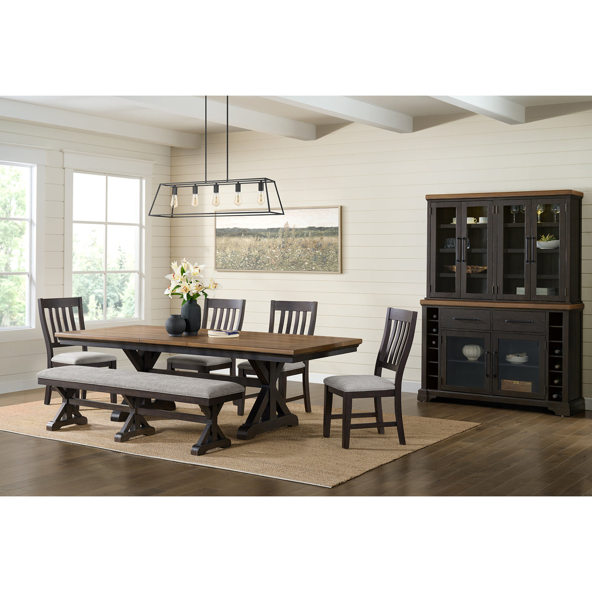 Montrose Server and Hutch with LED Light in Espresso and Brown