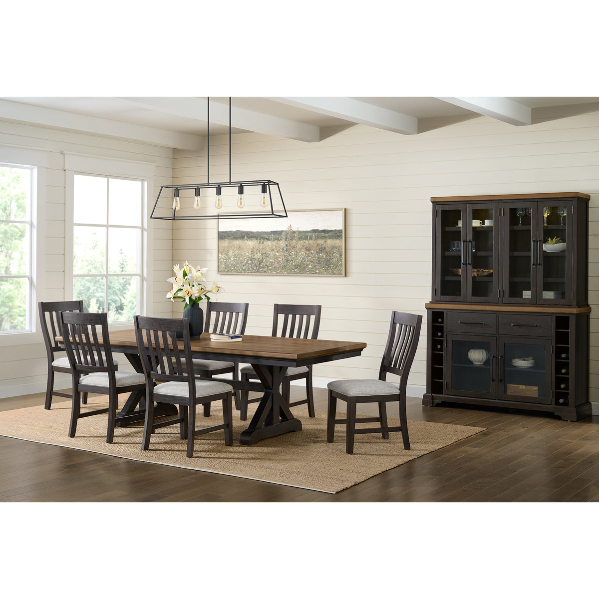 Montrose Server and Hutch with LED Light in Espresso and Brown