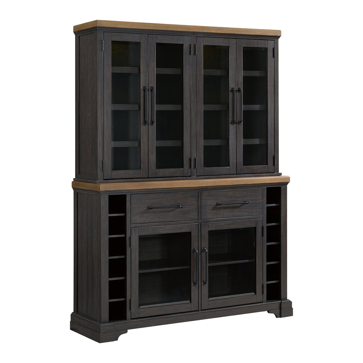 Montrose Server and Hutch with LED Light in Espresso and Brown