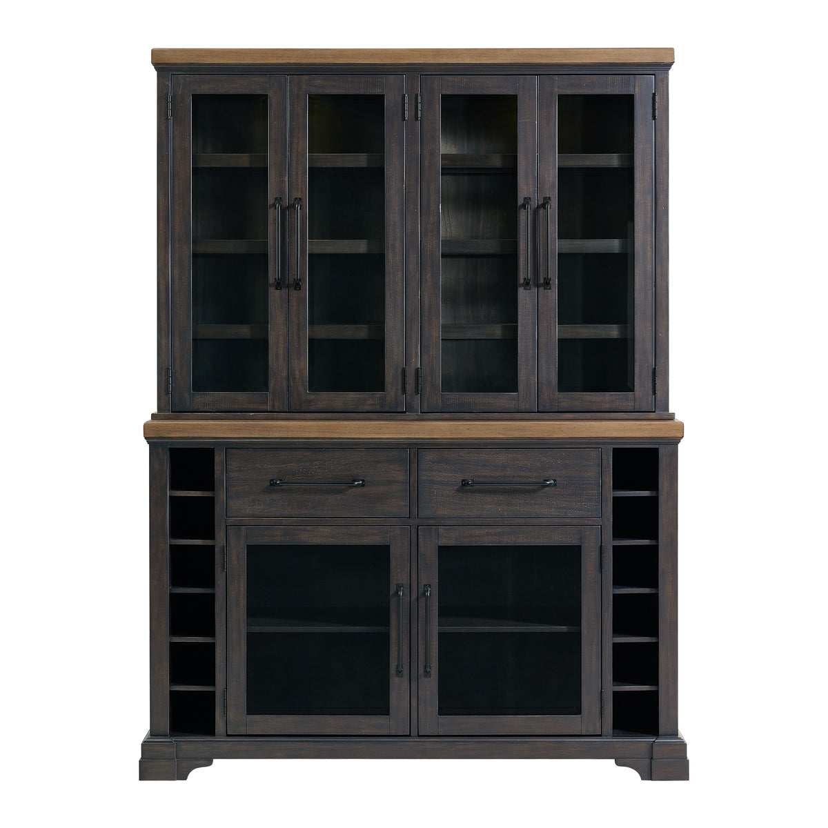 Montrose Server and Hutch with LED Light in Espresso and Brown