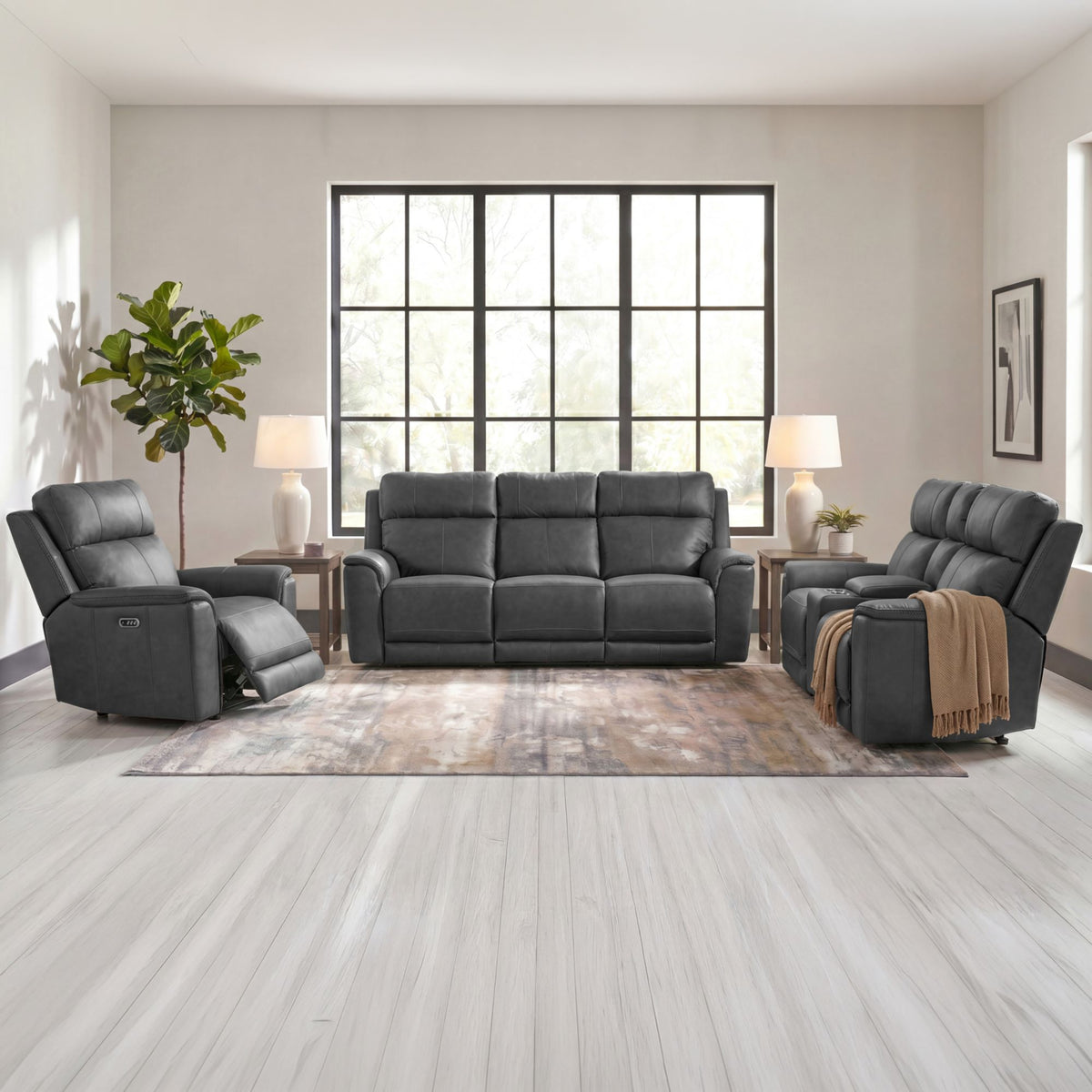 Mustang P3 Sofa with DDT, Wireless Chargerin Aline Anthracite