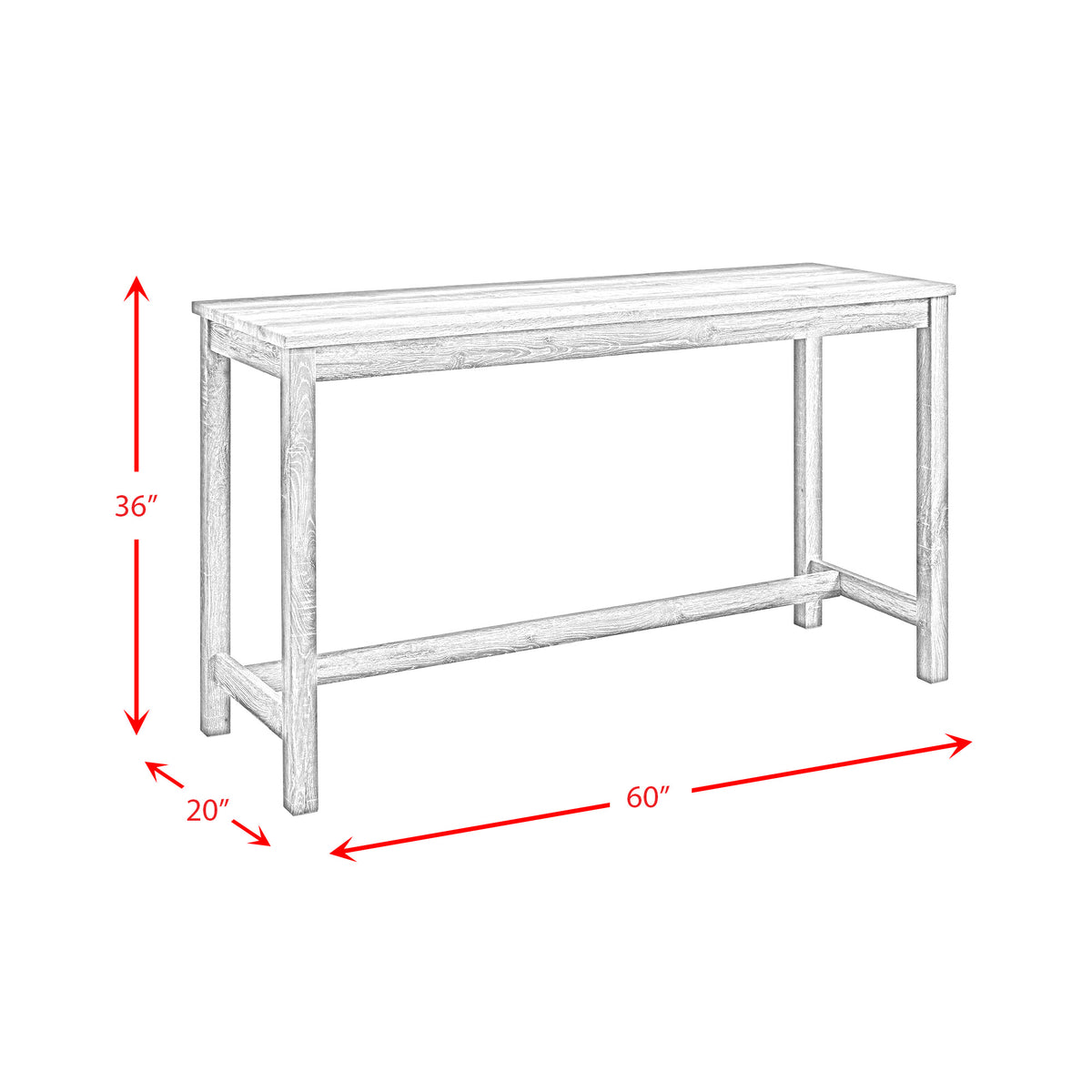 Oak Lawn Bar Table Single Pack (Table + Three Stools)