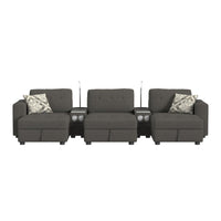 Options One 8PC Living Room Set in Palmer Plus Ash with Media Console