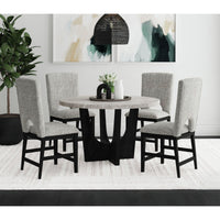 Oregon Round Counter Table with Grey Faux Marble Top in Black