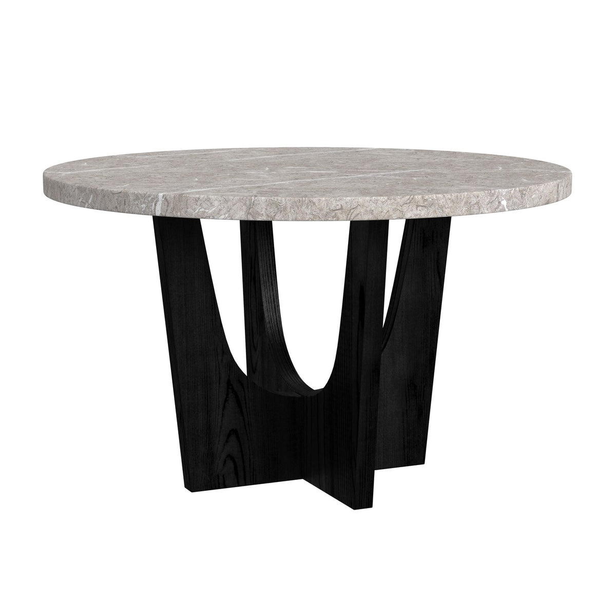 Oregon Round Counter Table with Grey Faux Marble Top in Black