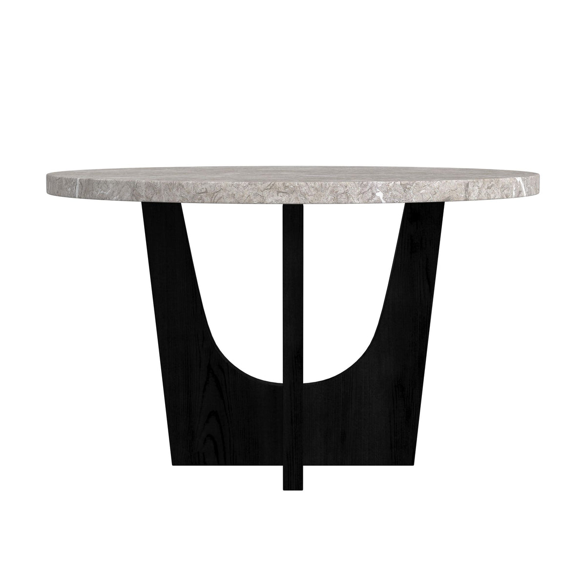 Oregon Round Counter Table with Grey Faux Marble Top in Black