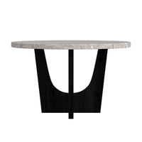 Oregon Round Counter Table with Grey Faux Marble Top in Black