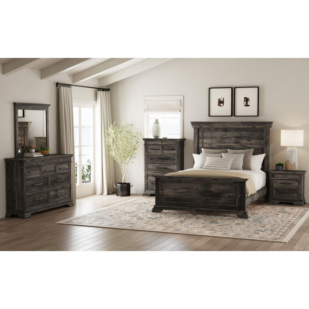 Park Ridge Queen Panel 3PC Bedroom Set in Charcoal