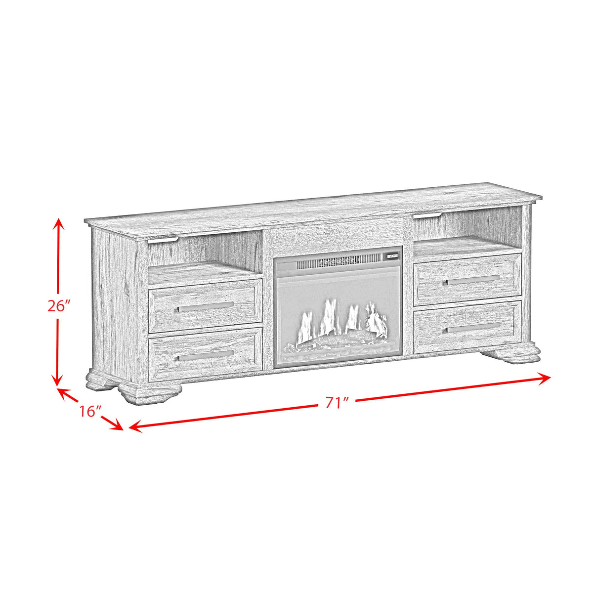 Park Ridge 4PC Entertainment Unit With 71'' TV Console in Charcoal