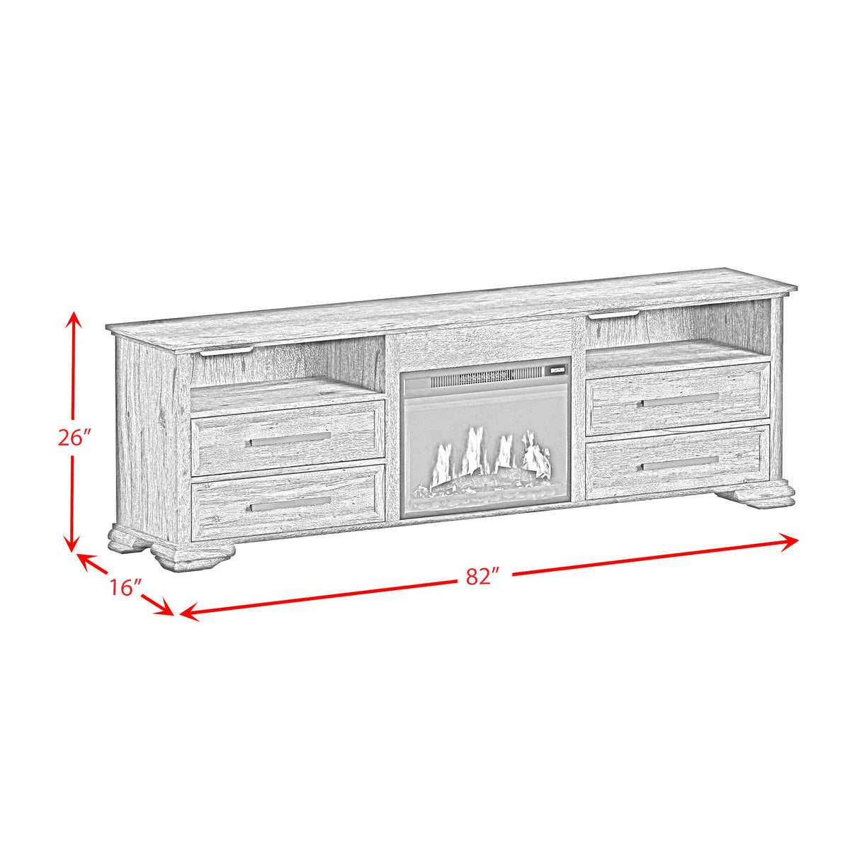 Park Ridge 4PC Entertainment Unit With 82'' TV Console in Charcoal