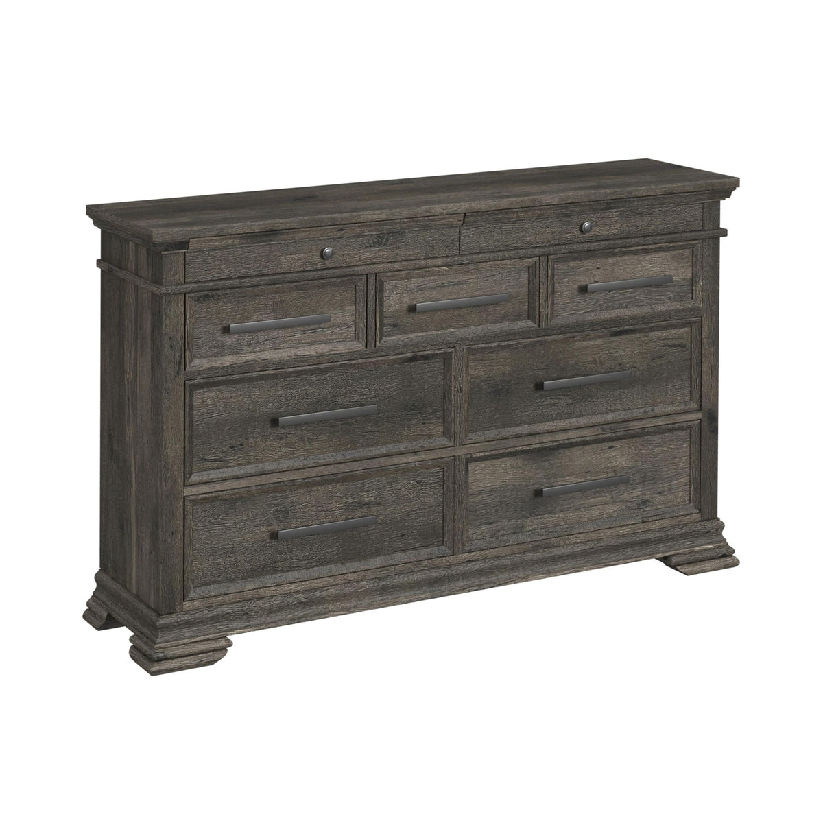 Park Ridge Queen Sleigh Storage 4PC Bedroom Set with 2 Nightstands & Dresser in Charcoal