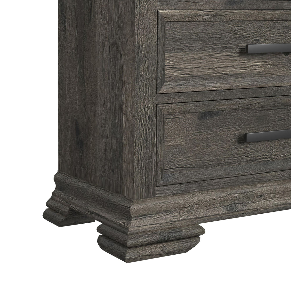 Park Ridge Queen Sleigh Storage 4PC Bedroom Set with 2 Nightstands & Dresser in Charcoal