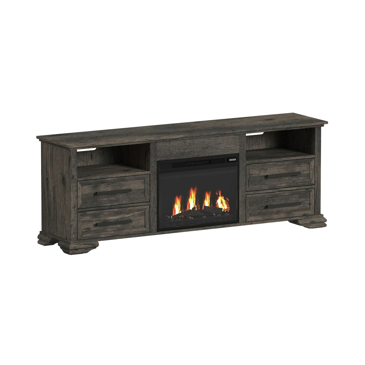 Park Ridge KIT - 71'' TV Console with Fireplace Insert in Charcoal