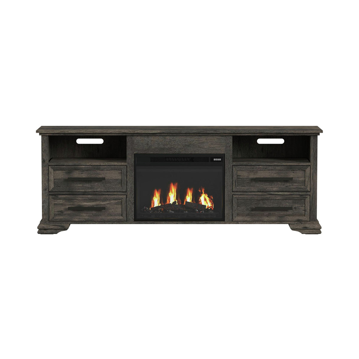 Park Ridge KIT - 71'' TV Console with Fireplace Insert in Charcoal