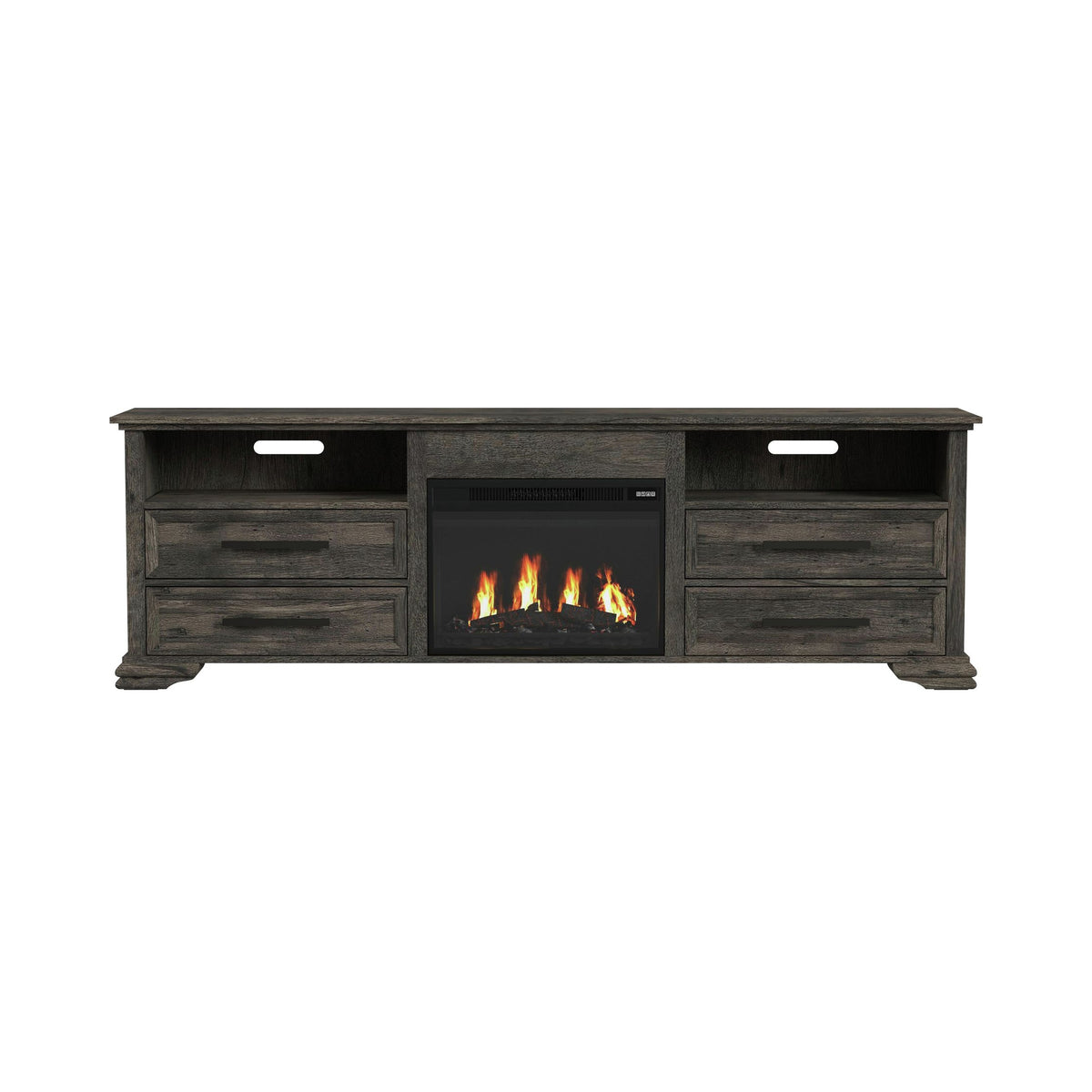 Park Ridge KIT - 82'' TV Console with Fireplace Insert in Charcoal