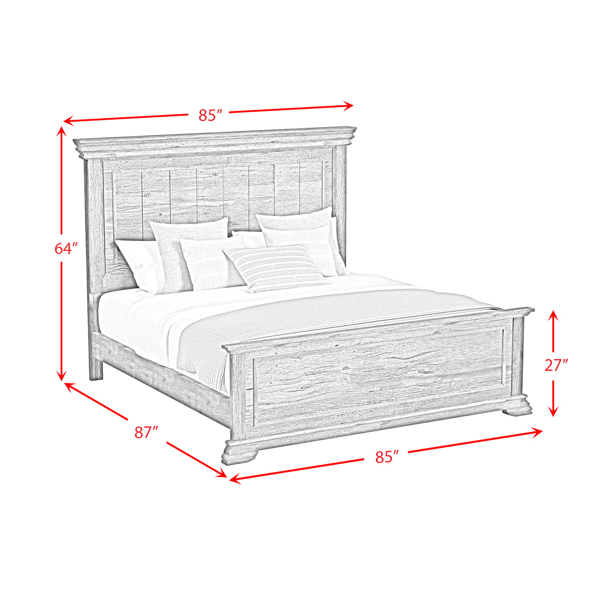 Park Ridge King 5PC Bedroom Set with 2 Nightstands, Dresser & Chest in Charcoal