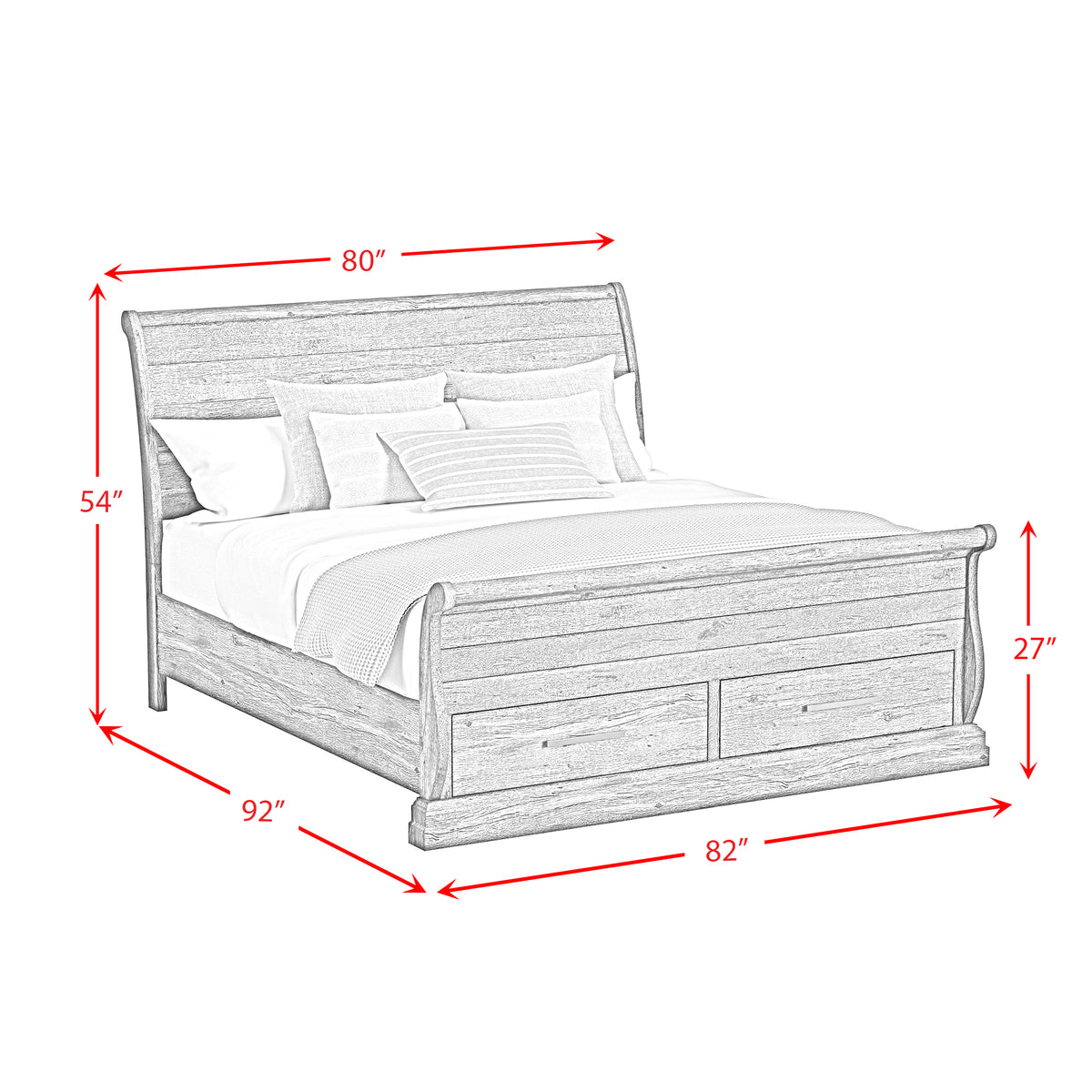 Park Ridge King Sleigh Storage 3PC Bedroom Set in Charcoal