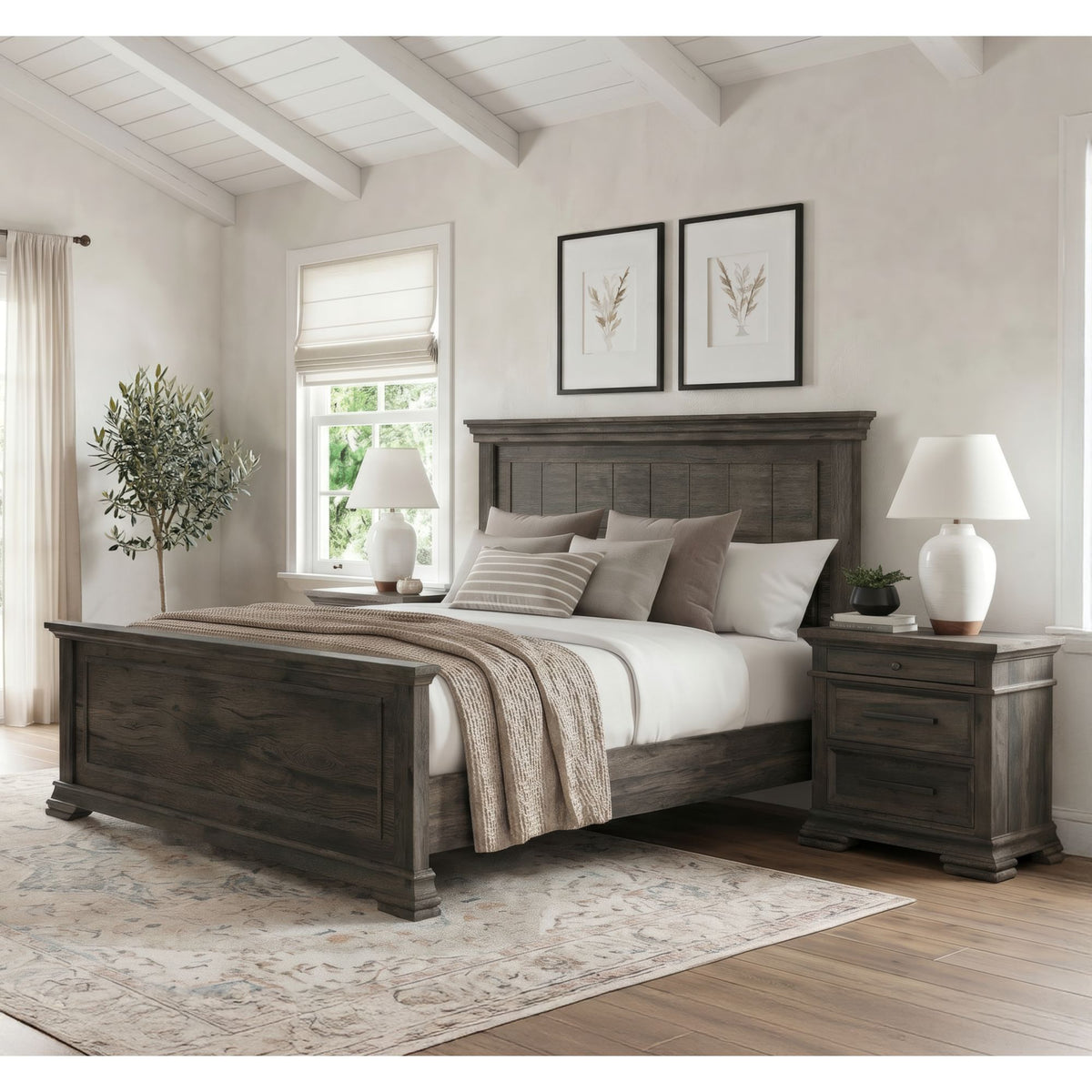 Park Ridge Queen 3PC Bedroom Set with 2 Nightstands in Charcoal