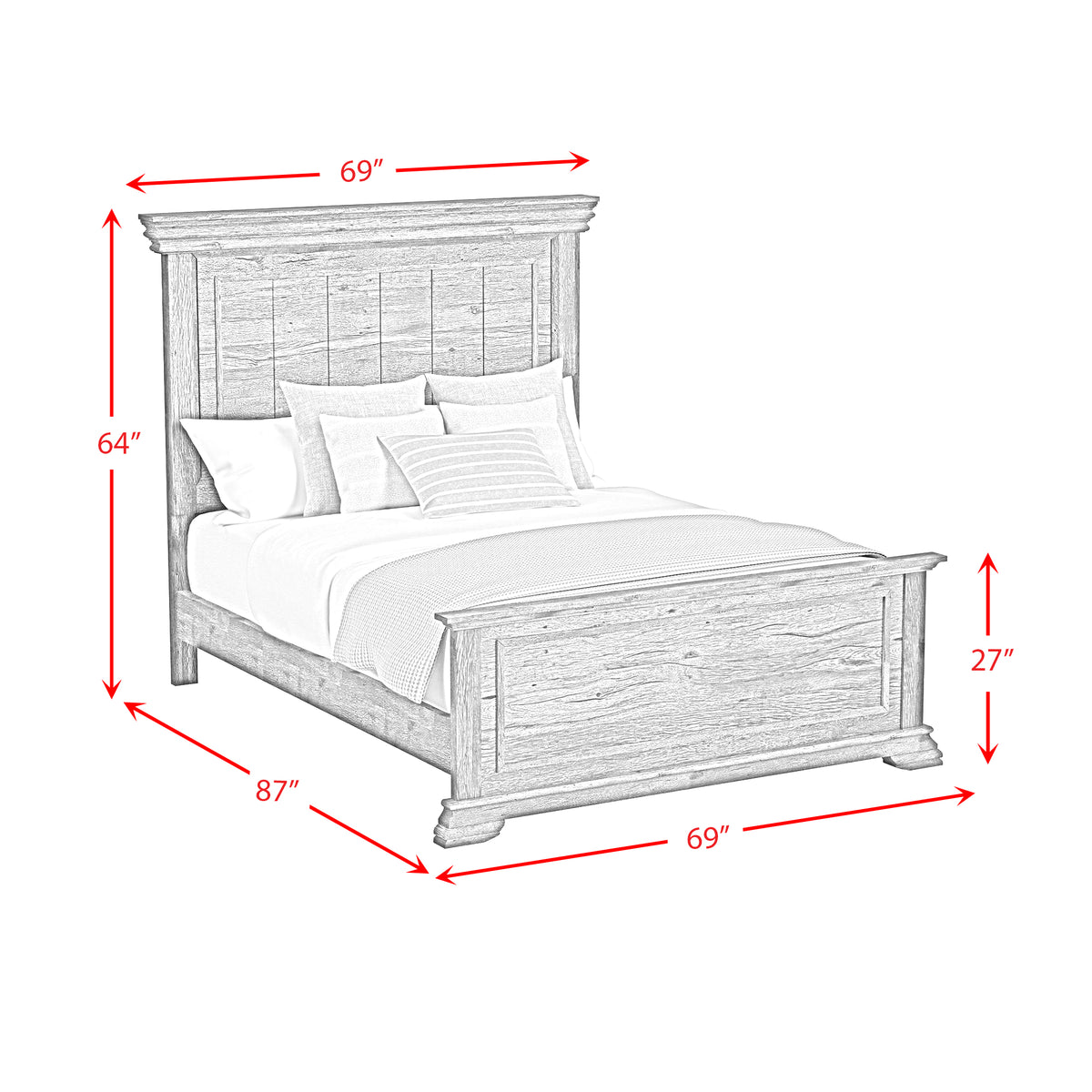 Park Ridge Queen Panel Bed in Charcoal