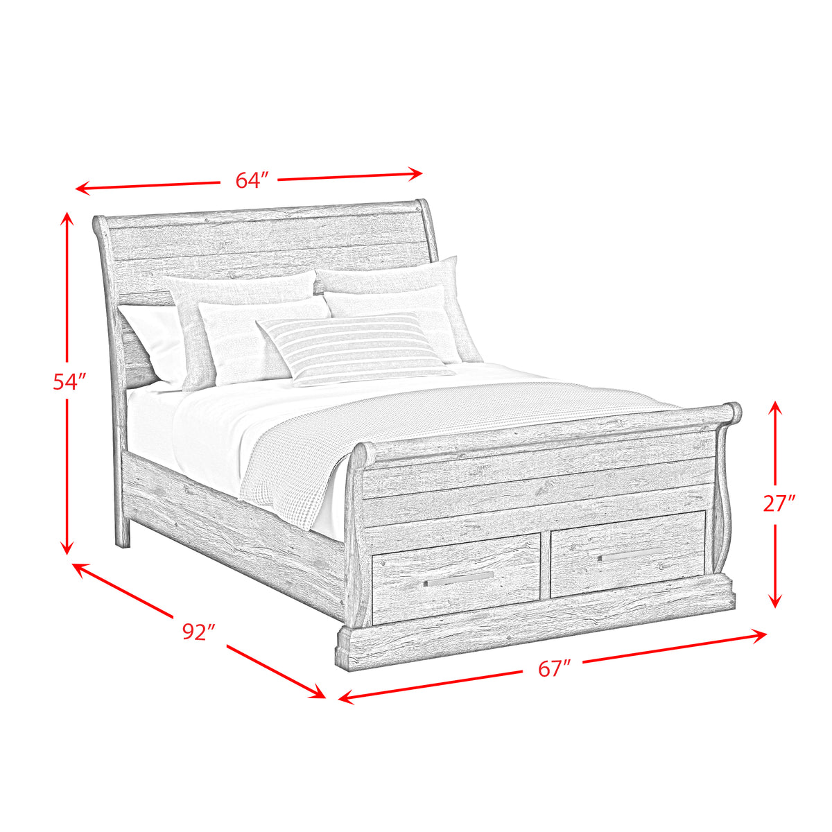 Park Ridge Queen Sleigh Storage 5PC Bedroom Set in Charcoal