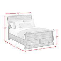 Park Ridge Queen Sleigh Storage 4PC Bedroom Set with 2 Nightstands & Chest in Charcoal