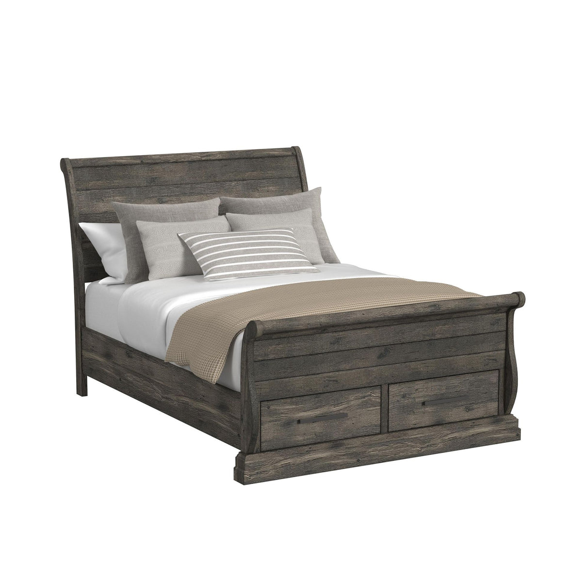 Park Ridge Queen Sleigh Storage 4PC Bedroom Set with 2 Nightstands & Dresser in Charcoal