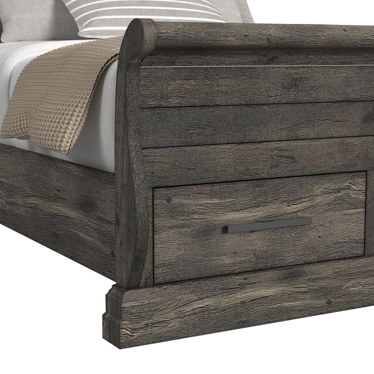 Park Ridge Queen Sleigh Storage 5PC Bedroom Set with 2 Nightstands, Dresser & Chest in Charcoal