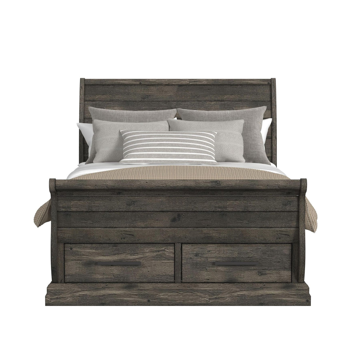 Park Ridge Queen Sleigh Storage Bed in Charcoal