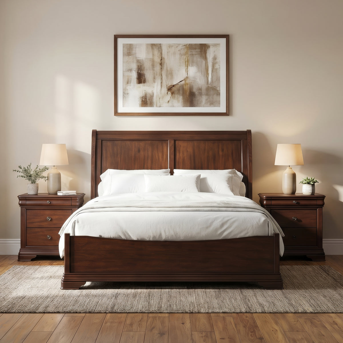 Phillipe Queen 3PC Bedroom Set with 2 Nightstands in Cherry