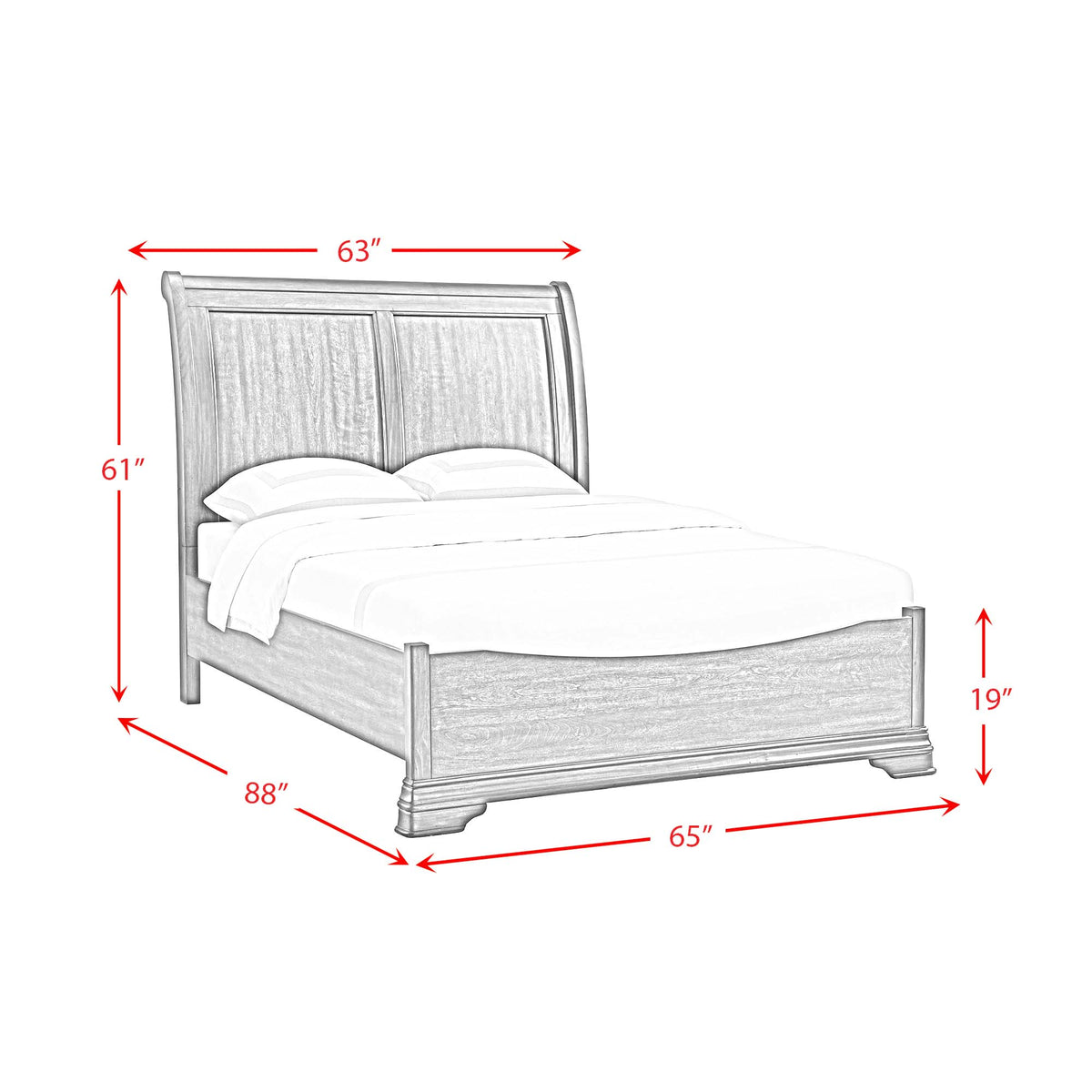 Phillipe Queen 3PC Bedroom Set with 2 Nightstands in Cherry