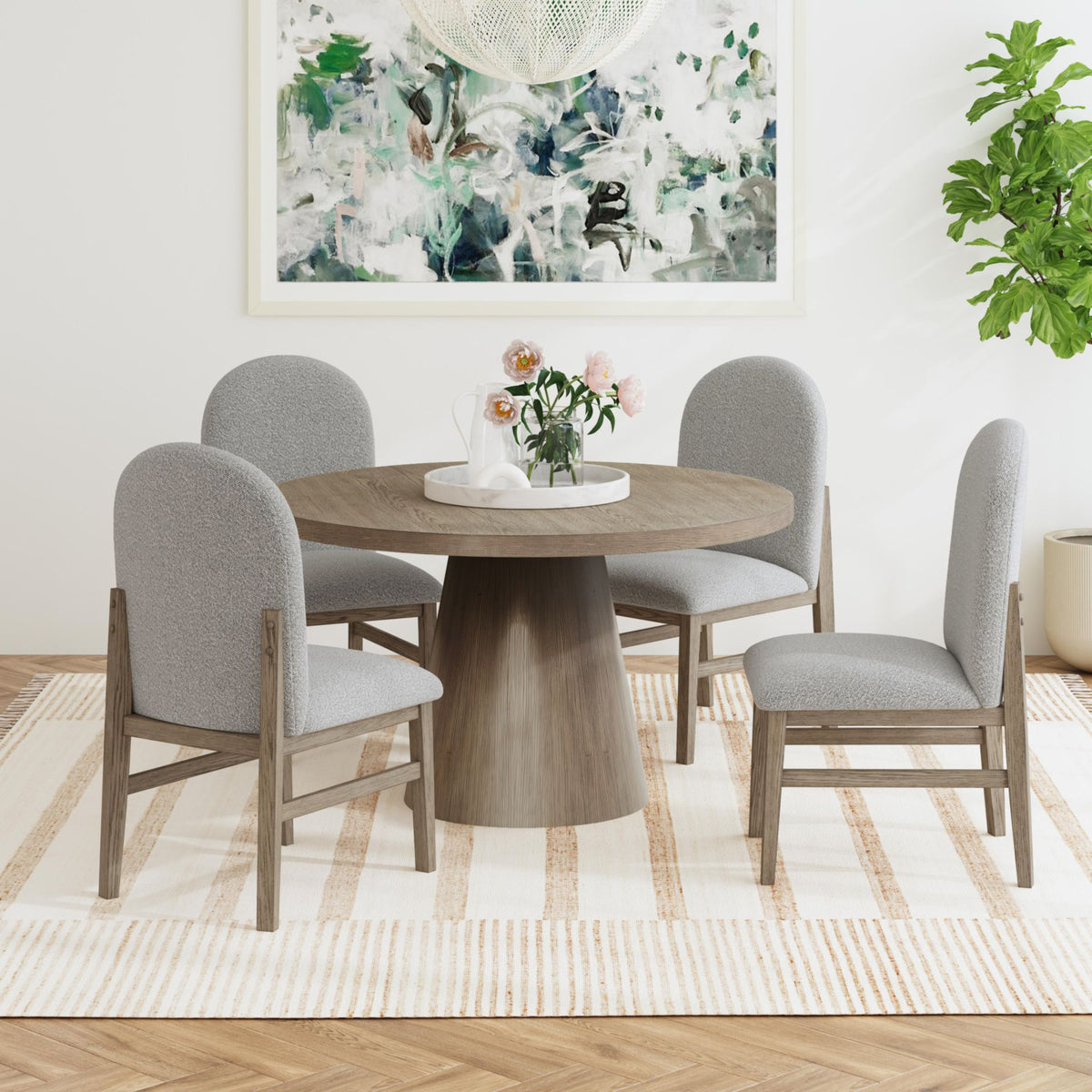 Portland Round Back Side Chair with Grey Fabric (PGY1113-4) in Grey (2 Per Carton)