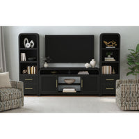 Ridgemont 3PC Entertainment Unit With 70"" TV Console in Black with Grain