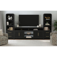 Ridgemont 3PC Entertainment Unit With 82"" TV Console in Black with Grain
