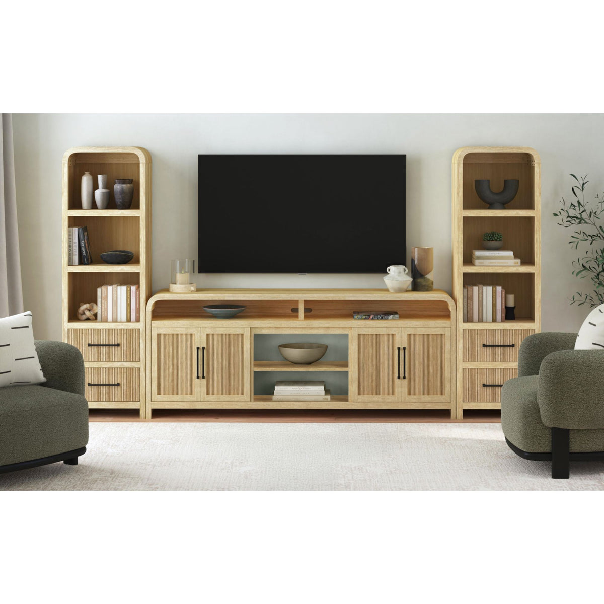 Ridgemont 3PC Entertainment Unit With 82"" TV Console in Natural