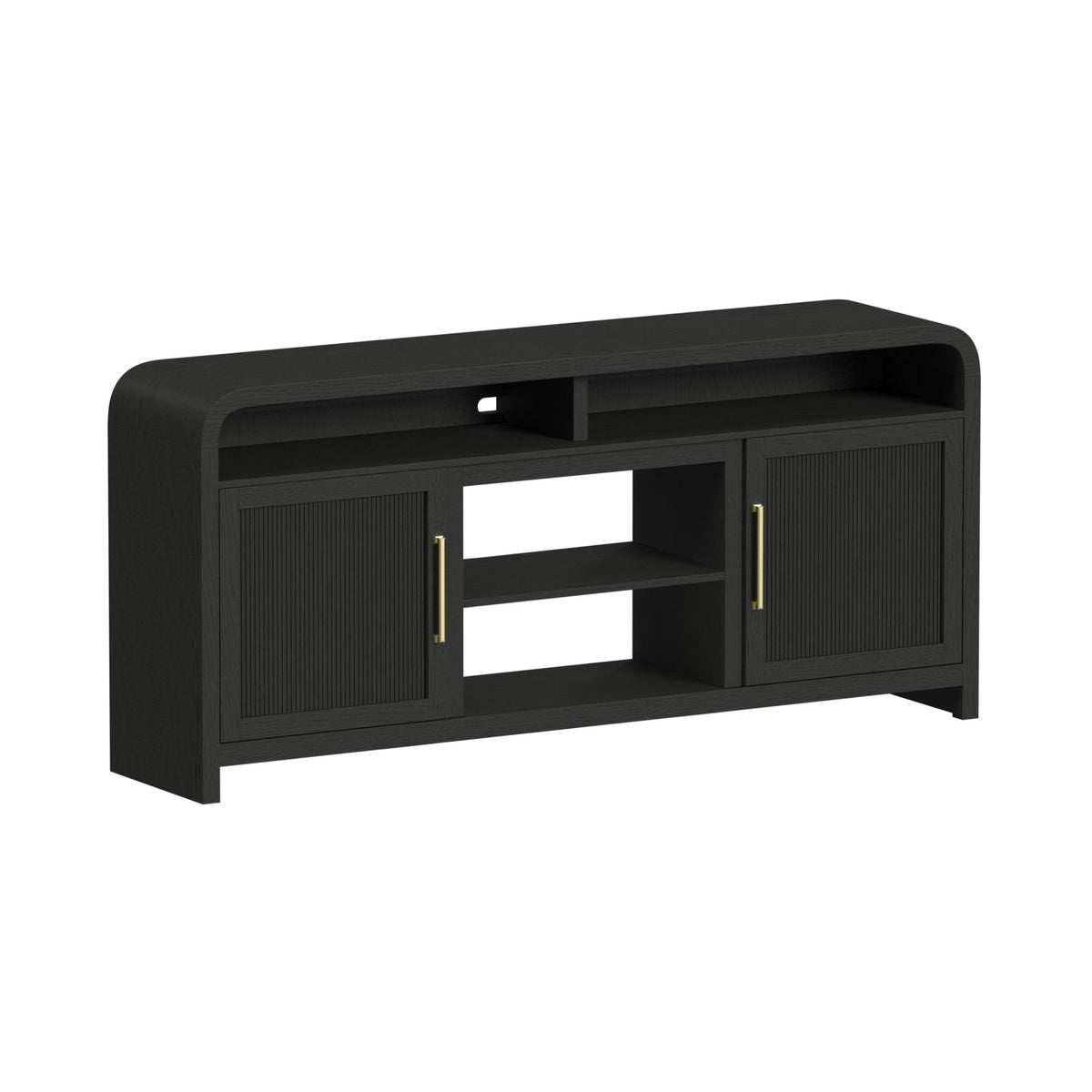 Ridgemont 3PC Entertainment Unit With 70"" TV Console in Black with Grain