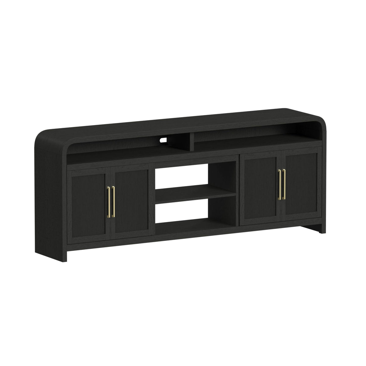 Ridgemont 3PC Entertainment Unit With 82"" TV Console in Black with Grain