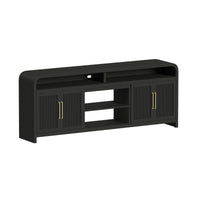 Ridgemont 3PC Entertainment Unit With 82"" TV Console in Black with Grain
