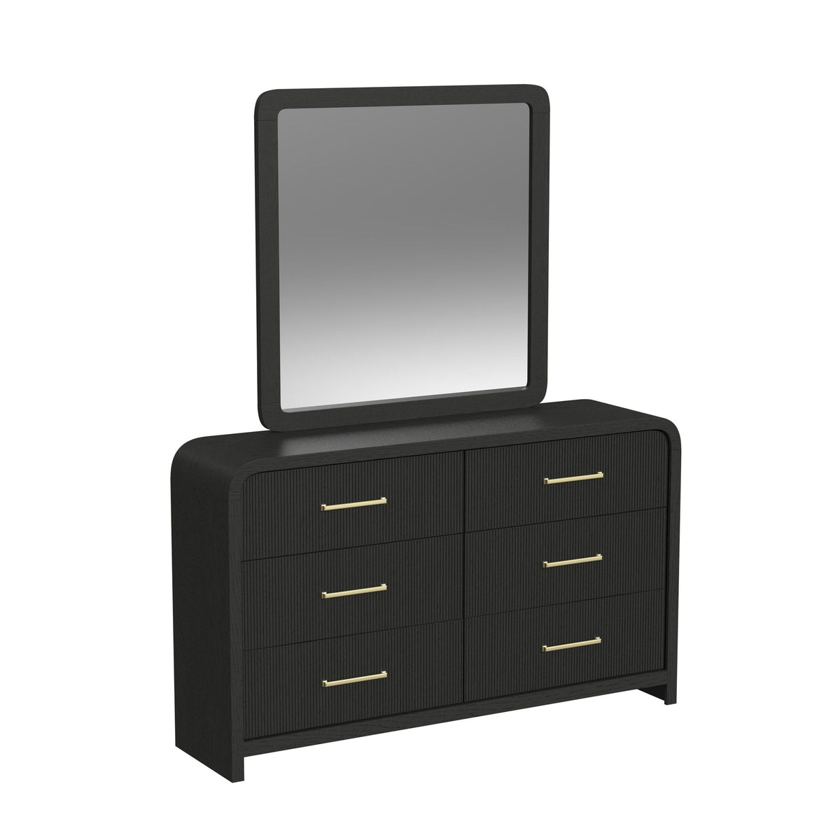 Ridgemont Dresser and Mirror Set in Black with Grain