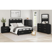Ridgemont Dresser and Mirror Set in Black with Grain