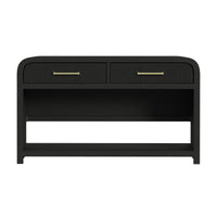Ridgemont Sofa Table with Bottom Shelf in Black with Grain