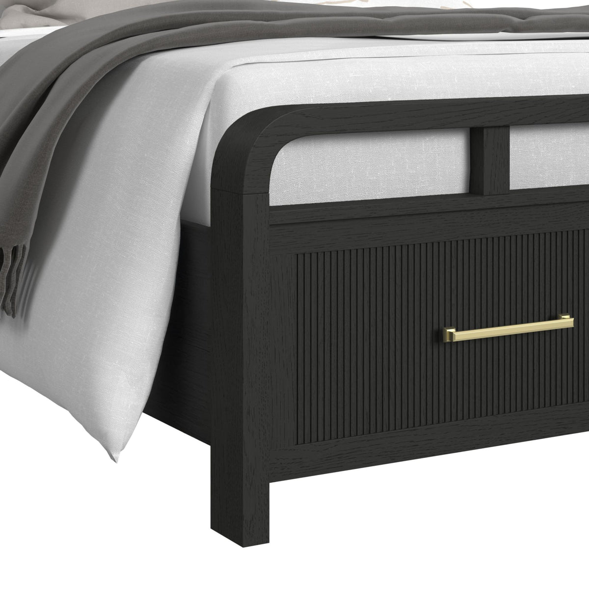 Ridgemont King Storage Bed in Black with Grain