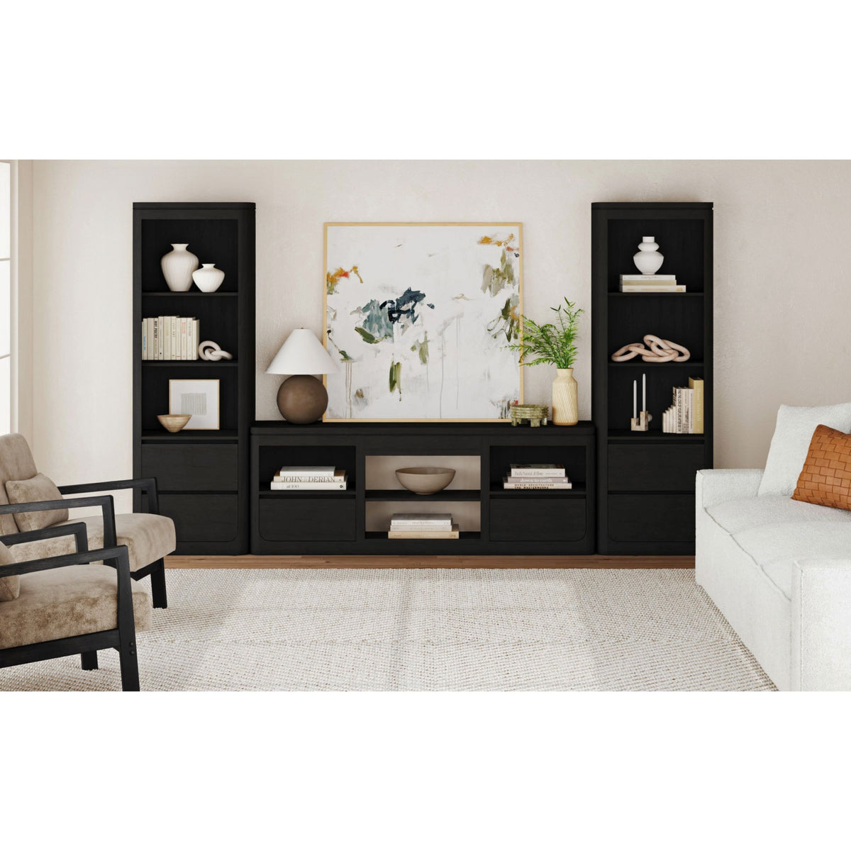 Rosalie 3PC Entertainment Unit With 71"" TV Console in Black